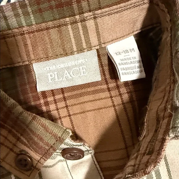 The Children's Place Brown Plaid Button Down Shirt - Picture 2 of 8